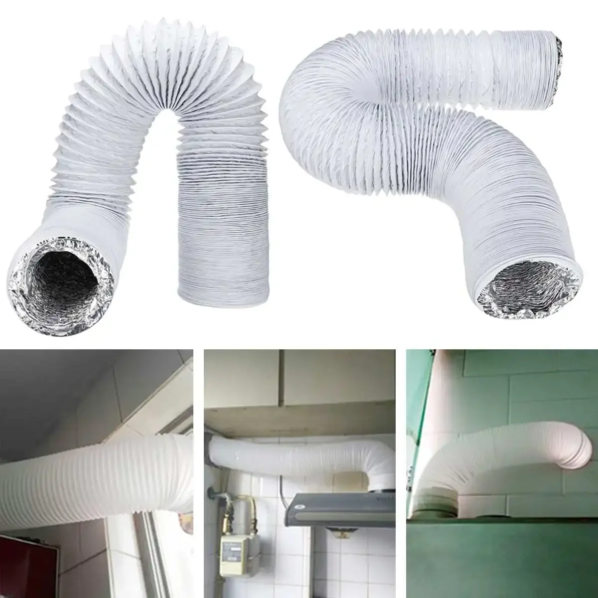 150mm 6 inch Ventilator Pipe PVC Aluminum Tube Air Ventilation Pipe Hose Flexible Air Conditioner Exhaust Duct Air System Vent