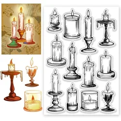 1pc Lamp Candles Clear Stamps Transparent Stamps Silicone Clear Stamp Seals for DIY Scrapbooking Photo Album Decoration