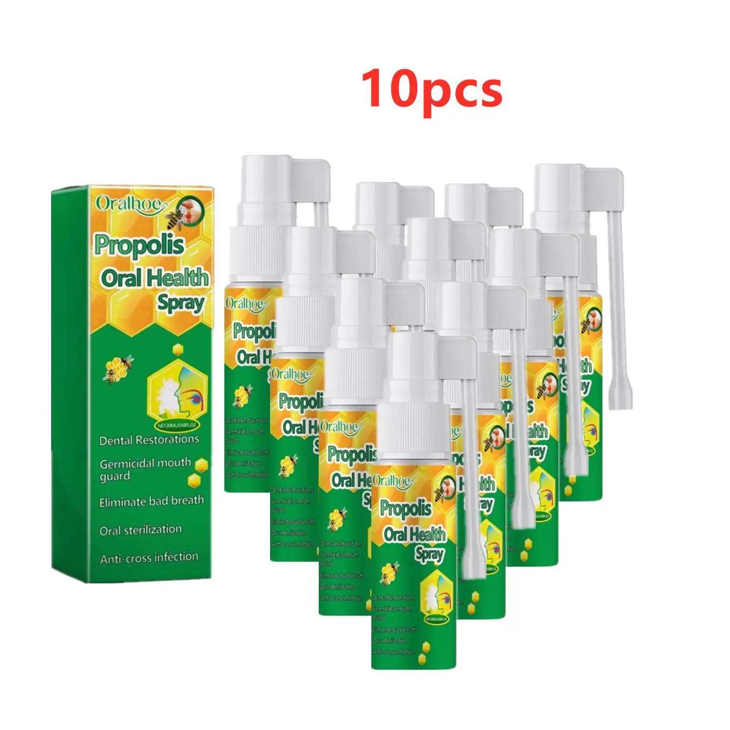 

10PCS Bee Propolis Mouth Clean Oral Spray Treatment Bad Breath Oral Ulcer Pharyngitis Halitosis Breath Fresh Herbal Cool Drop