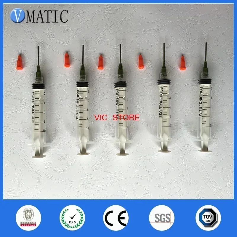 ‌5 Sets 14G Dispensing Needles + 5Pcs 10cc Syringe Kit | 1'' Industrial Liquid Glue Tips for Silicone/Resin (Leak-Proof Design)‌