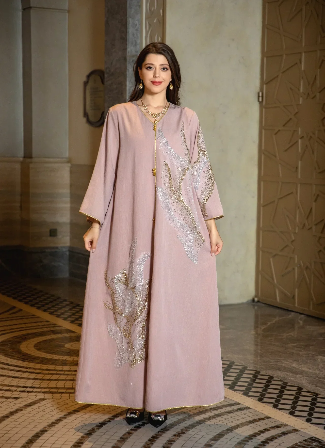 Eid Mubarak Djellaba Ramadan Jalabiya paillettes broderie femmes musulmanes Robe Maxi turquie caftan dubaï Abaya Islam vêtements Robe
