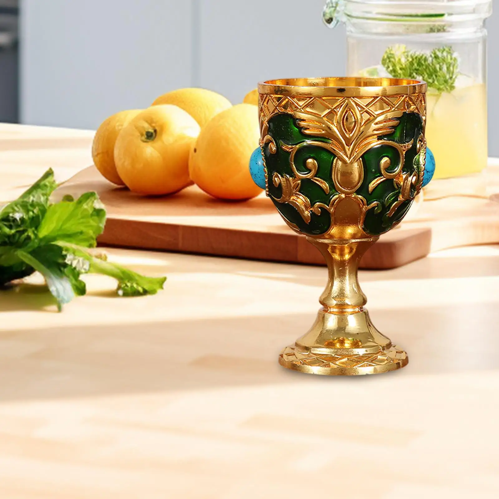 Desktop Zinc Alloy Goblet Cup Vintage Medieval Design Multipurpose Mini Glass for Celebration Decor
