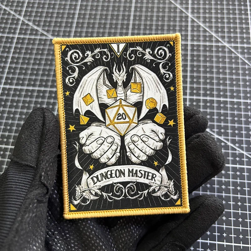 Dungeon Master Tactical Patch Game Card Morale Badge Hook and Loop Printing Patches Military Backpack Dragon Sticker