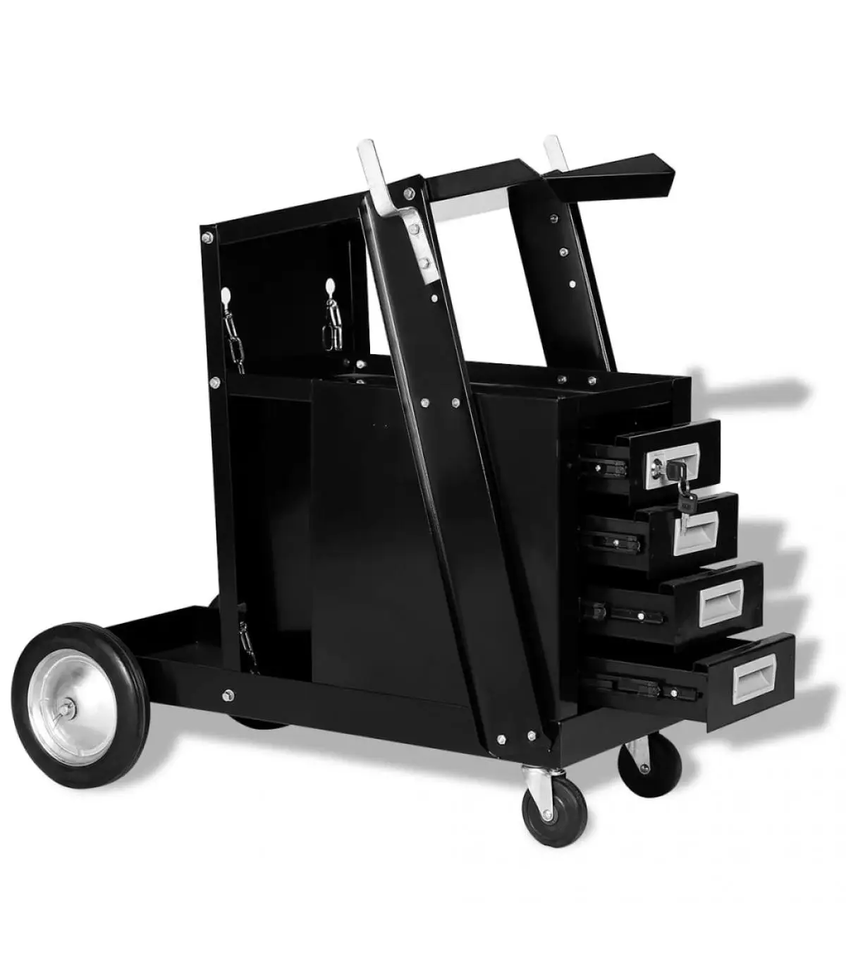 Black 4-drawer welding trolley tool cabinets