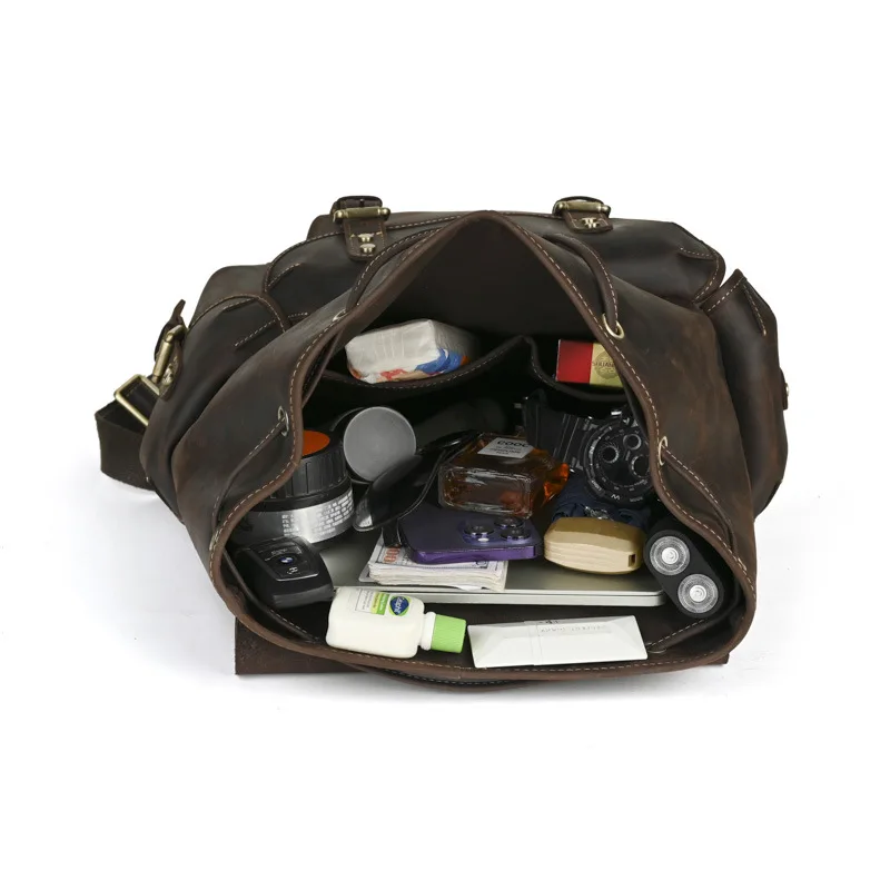 LD-Real leather backpack with multiple pockets, travel bag, Crazy Horse backpack, outdoor sports backpack