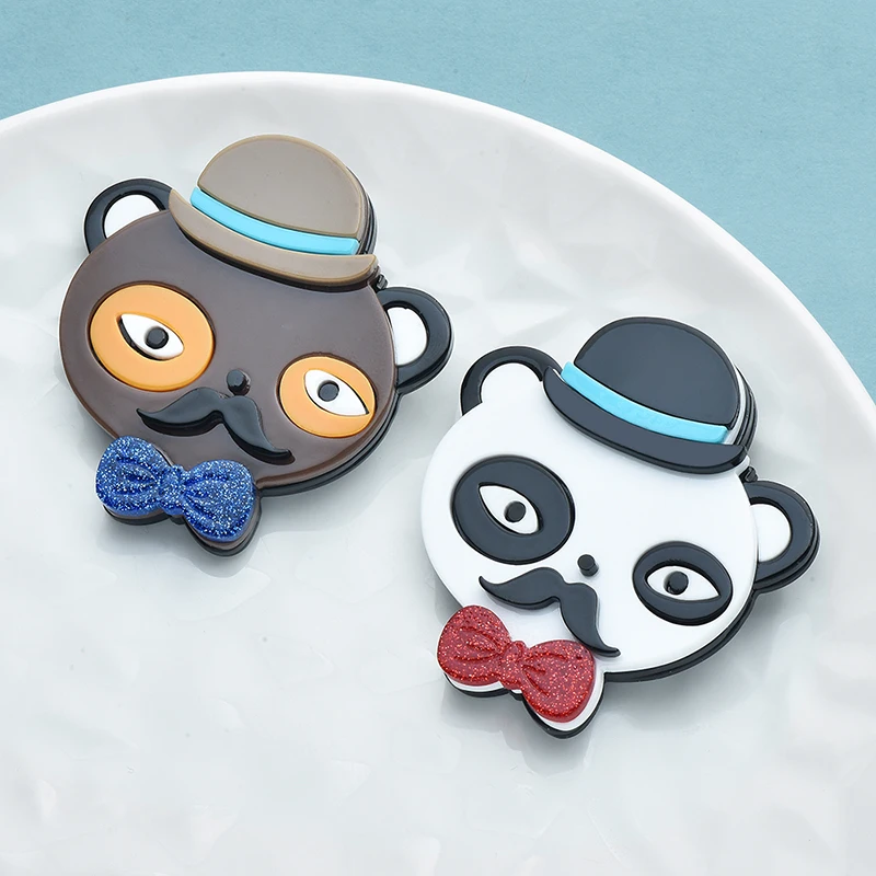 

Wuli&baby Lovely Acrylic Bear Brooch Pins 2-color Wear Hat Bowknot Animal Brooches For Women Kid's Clothes Backpack Gifts