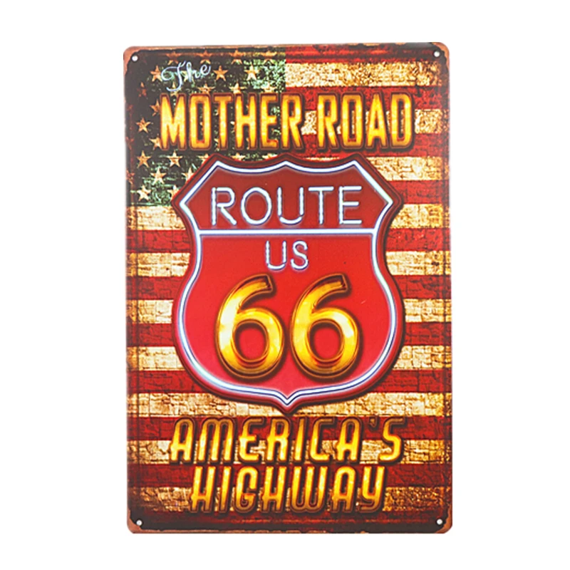 

Route 66 Garage Sign Metal Tin Sign Wall Plaque Vintage Art Wall Poster Metal Tin Sign Route 66 Garage