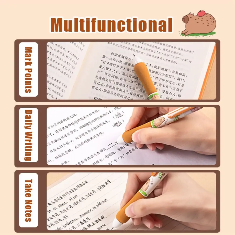 

4 шт., высококачественная гелевая ручка с капибарой, 0,5 мм, черные чернила, быстросохнущая шариковая ручка, мягкая ручка, нейтральная ручка, подарок