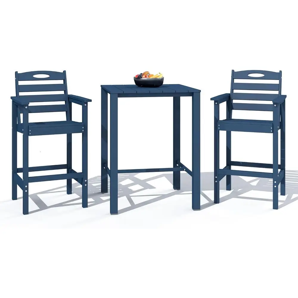 

Weather-Resistant HDPE Patio Furniture Set: 3 Chairs and Table, Ideal for Outdoor, Balcony, Backyard, Poolside, Blue