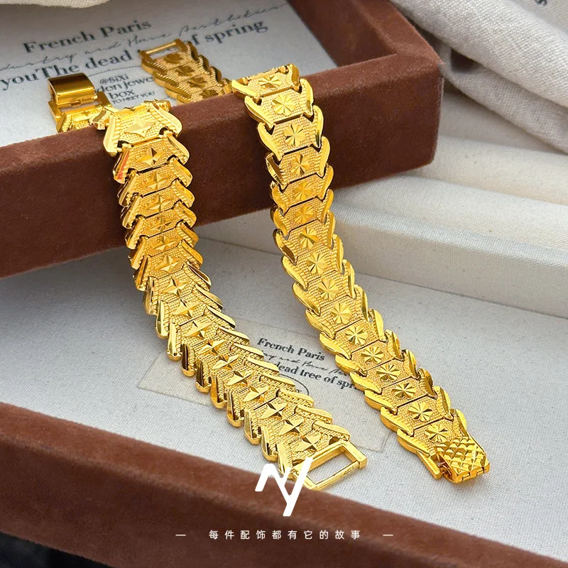 

9999 24K Real Gold Personalized Domineering Watch Bracelet Men's Classic Bracelet Jewelry