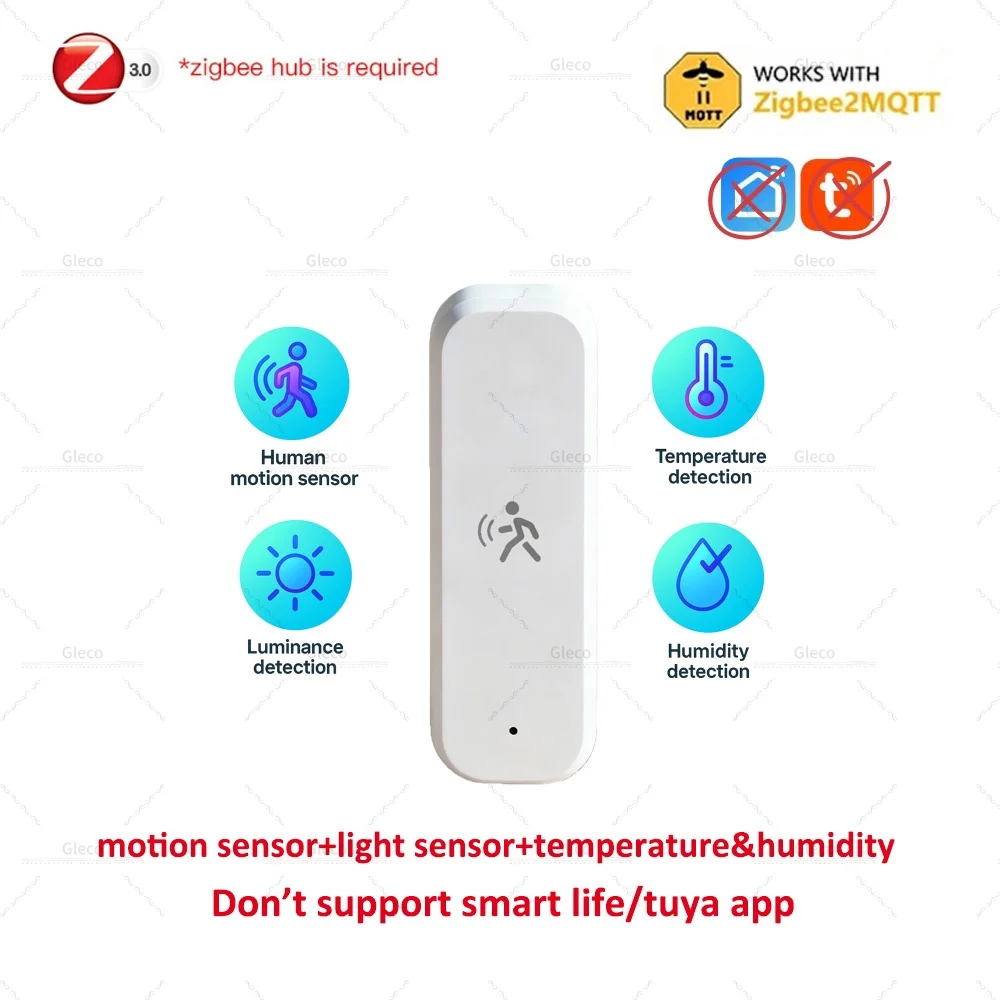 Zigbee 3.0 10G MmWave Menselijke PIR Bewegingssensor Met Temperatuur Vochtigheid Verlichtingssterkte Monitor Ondersteuning Tuya Smart Leven Zigbee2MQT