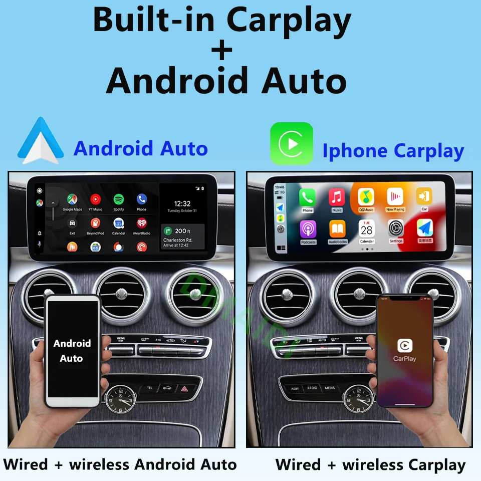 Android AUTO Carplay For Mercedes Benz GLK X204 2008-2015 GPS Navigation Car Video Player Bluetooth Multimedia Screen 4G WIFI