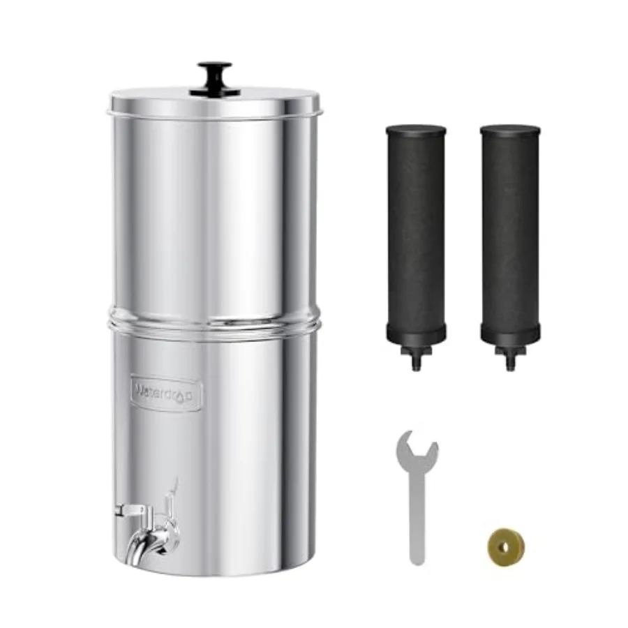 

1.5 Gallon Countertop Water Filtration System with Black Carbon Elements for Home Travel Camping Off-Grid NSF/ANSI 42 372 Certi