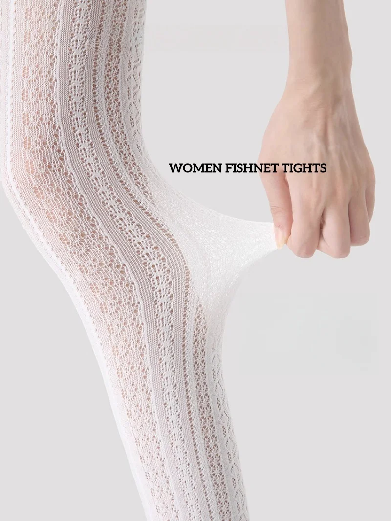 Сексуальные кружевные вязаные белые колготки в стиле Лолиты для женщин и девочек, осенние полосатые чулки, хит продаж, женские однотонные колготки в стиле Лолиты