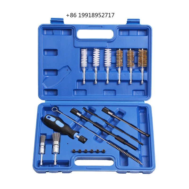 19pcs   Fuel Injector Seat Cleaner Set Washing Cleaner Bristle Kit Cleaning Brushes Auto Repair Tools Car Cleaning Tool