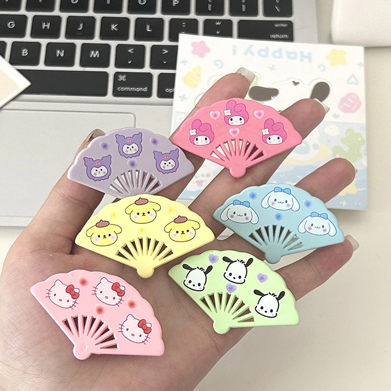 1Pair Cute Cartoon Small Fan Hairpin Sweet Melody Cinnamoroll Kuromi Purin Pochacco Kt Cat Hairpin Śmieszne akcesoria do włosów