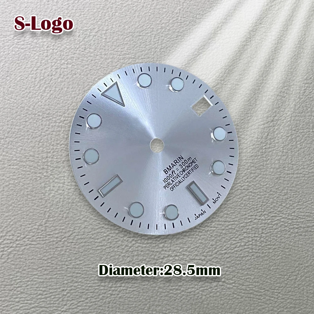 28.5mm S Logo NH35 SUB Dial Suitable for NH36/4R/7S Movement C3 Green Luminous Sunbrust Dial Watch Modification Accessories ﻿