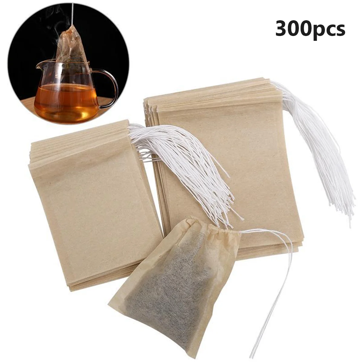 

300pcs Disposable Filter For Coffee Spice Herbs Heat Resistant Eco-Friendly Packaging Bag Light Brown Strainer Bags Accessories