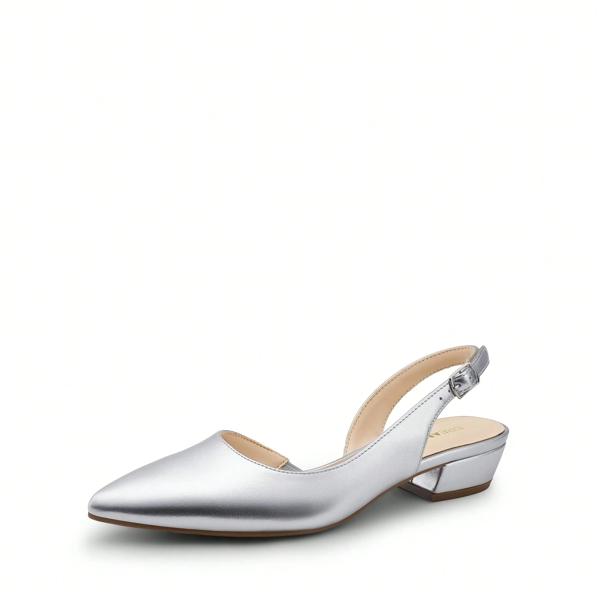 

Женские туфли-слингбэки на низком каблуке с острым носком, удобные для свадьбы и повседневной носки