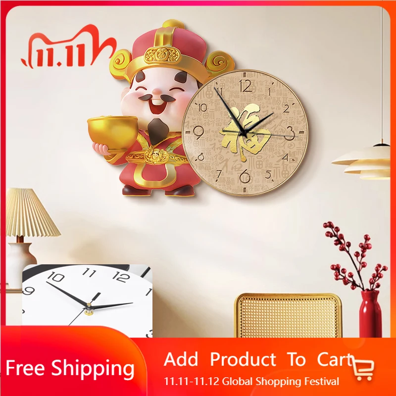 

Цифровые настенные часы для гостиной, художественная роспись, интерьер, эстетические креативные настенные часы, круглые часы в китайском стиле, Reloj Pared, настенный декор