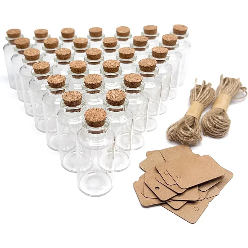 Mini Small Glass Bottles 30 ML Glass Bottles with Cork Stoppers , for Wedding Favors, Crafts Home Decorations