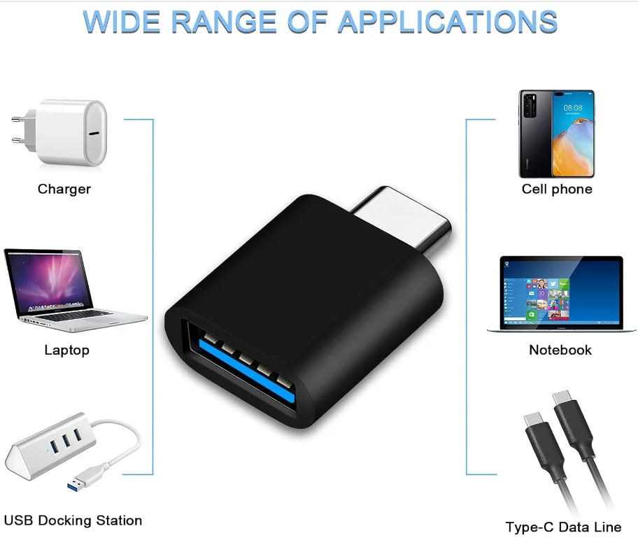 محول USB C إلى USB، محول Type C Thunderbolt 4 OTG، محول USB C ذكر إلى USB 3.0 أنثى (3 عبوات) لجهاز Apple MacBook Pro، Mac B