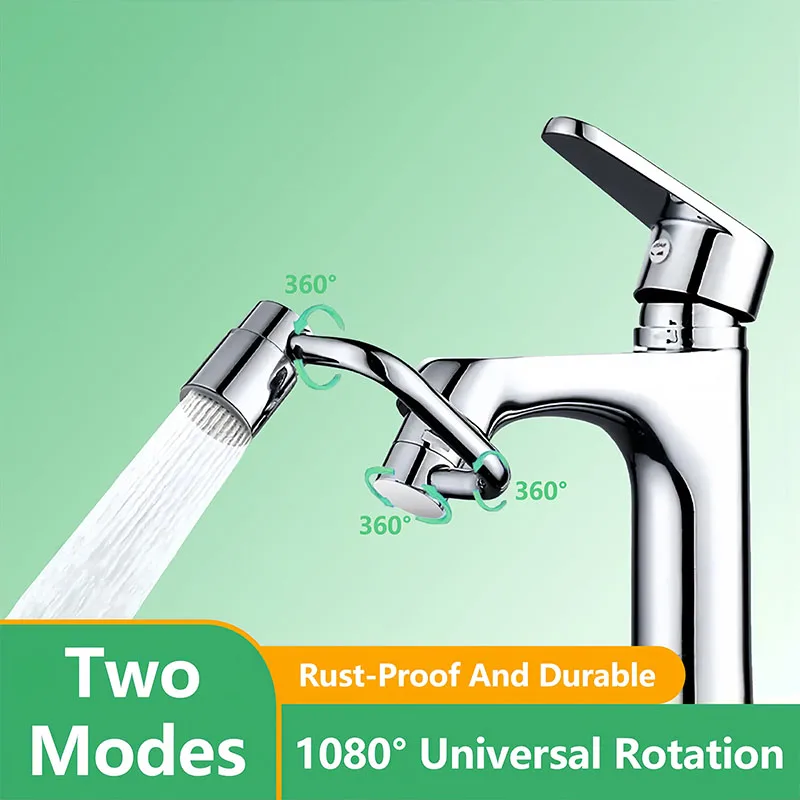 

U Shaped Robotic Arm Universal Faucet 1080° Rotating Multifunctional Faucet Extender for Bathroom Sink Kitchen