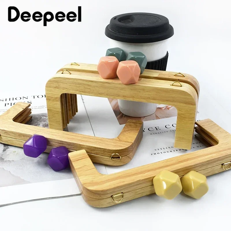 Deepeel New 20*8cm Resin Head Wooden Handle Purse Frames for Bag Handbag Closure Brackets Buckle Kiss Clasp DIY Bags Accessories