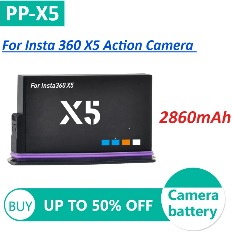 

PP-X5 2860mAh Replacement Battery for Insta360 X5 Fast Charger box for Insta 360 X5 Action Camera Accessories