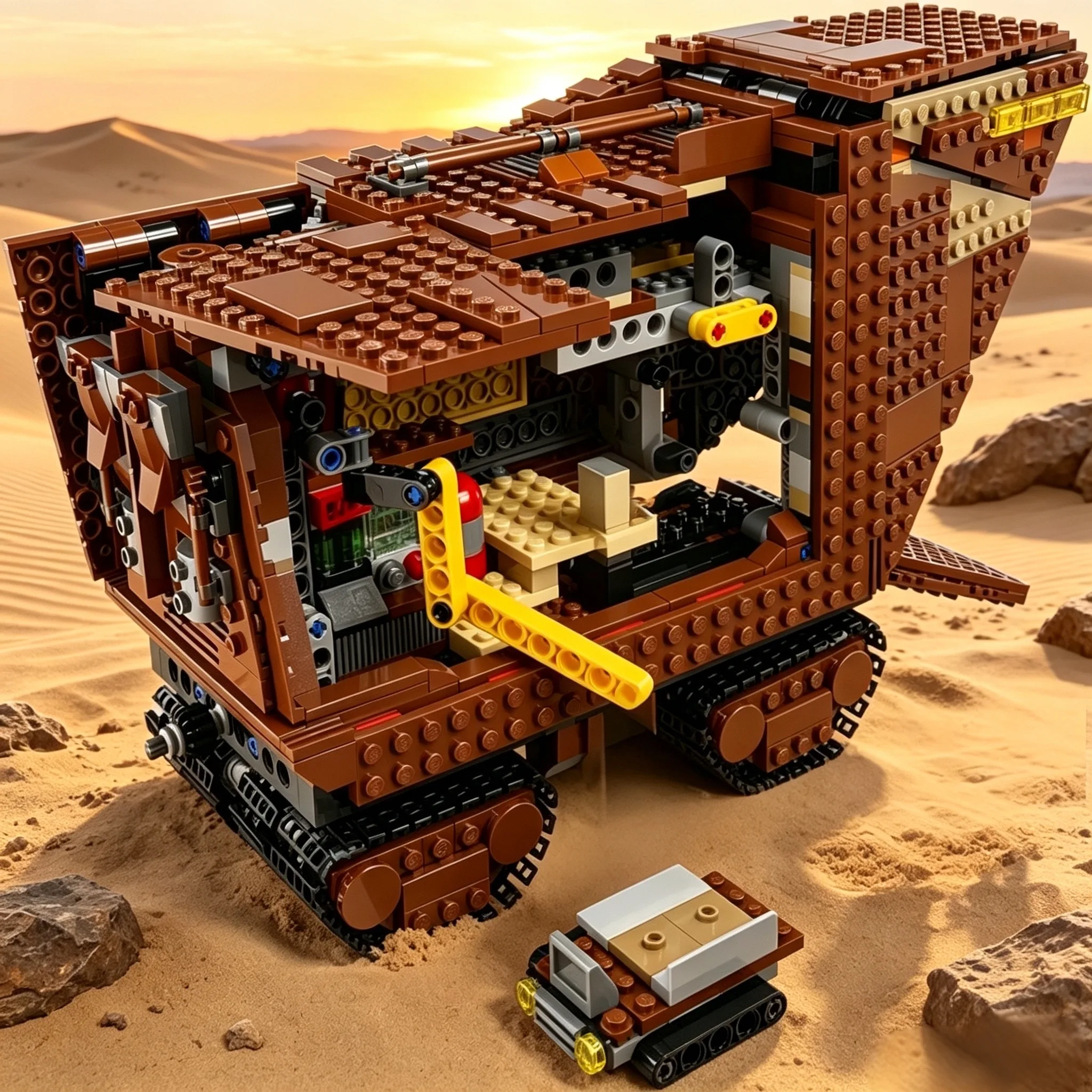 

Desert Planet Crawler Vehicle Building Blocks - MOC Movie Sci-Fi Transport Model, Compatible Bricks Toy for Boys & Adults, 1239