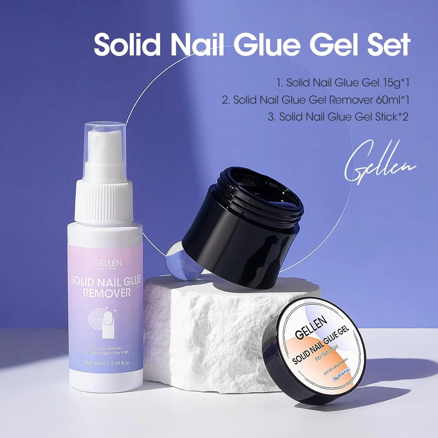 

GELLEN Solid Gel Nail Glue Polish Remover Sets 60ml for Press on False Nail Tips Art Charms Free Shipping Woman DIY Gifts