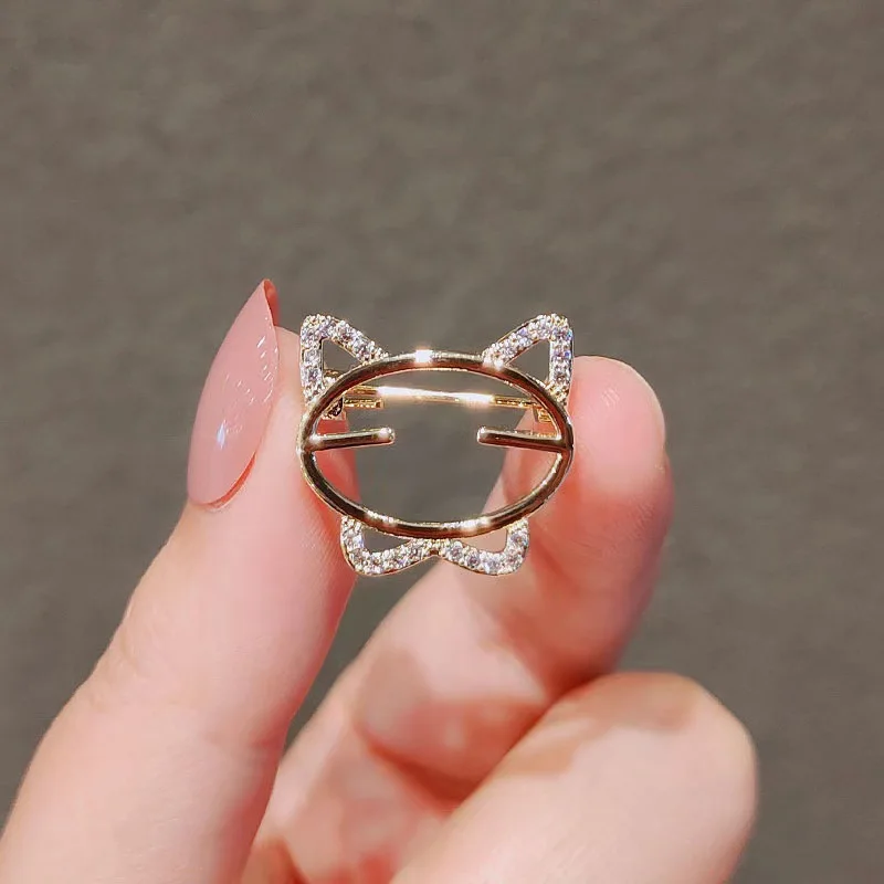 

Модная брошь-булавка с бантом и камнем «кошачий глаз» для женщин, универсальная и милая, предотвращает расстеливание лацканов, фиксирует модные воротники.