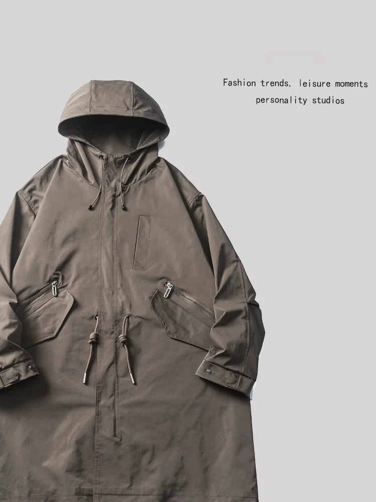 

ANXIE Long Hooded Jaet ex Spring Autumn Faion Outerwear Coat Brand 243JK328709988 Loose Fit All Seasons