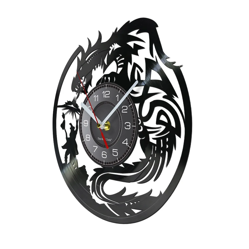 Dragons Adventure Themed Wall Clock For Game Room Home Decor Fantasy Playing Game Vinyl Record Album Crafts Clock Wall Watch