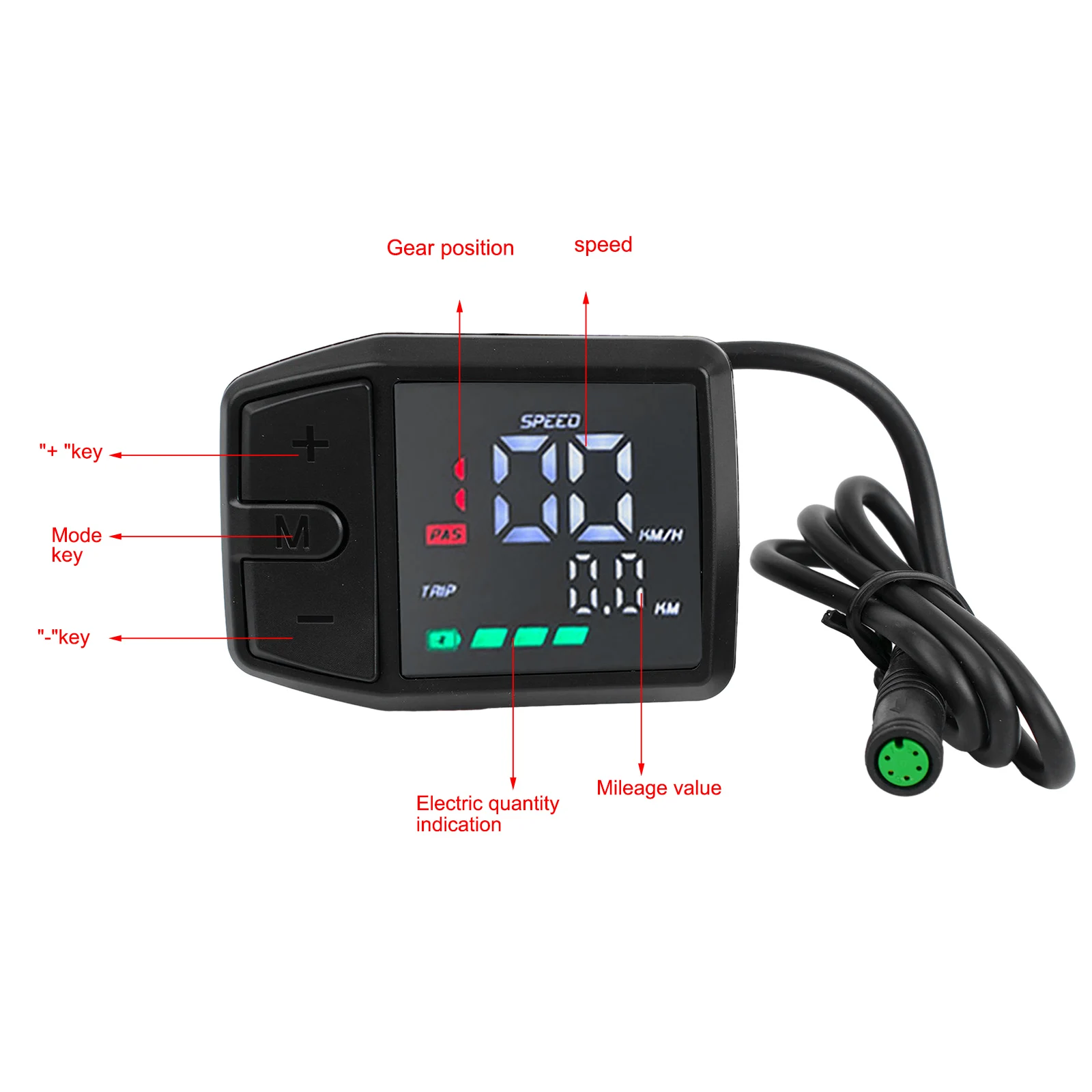 LCD Control Display for Electric Bicycles Supporting Voltage Ranges 24V 36V 48V and Providing Clear Visual During Ride