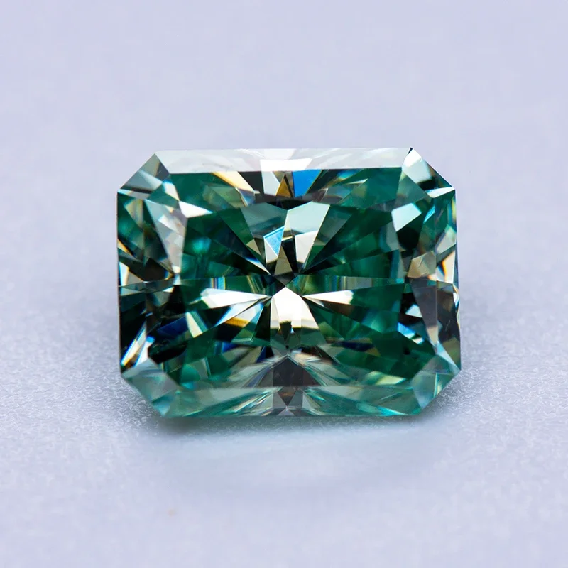 Pietra Moissanite Colore primario Giallo Verde Taglio radiante Diamante coltivato da laboratorio per materiali per la creazione di gioielli