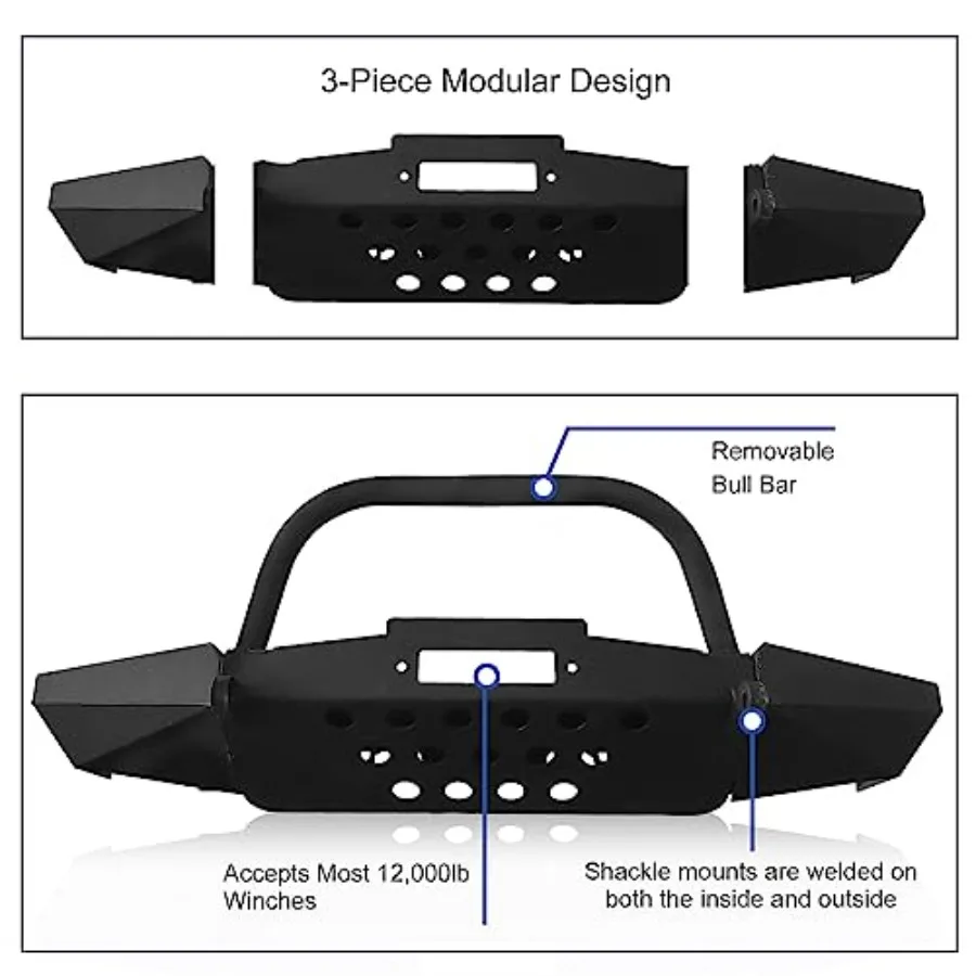 Сверхмощный передний бампер для бездорожья с бычьей планкой для Ranger 19982011, с креплением на пластину лебедки, кронштейны, черный порошок, коа