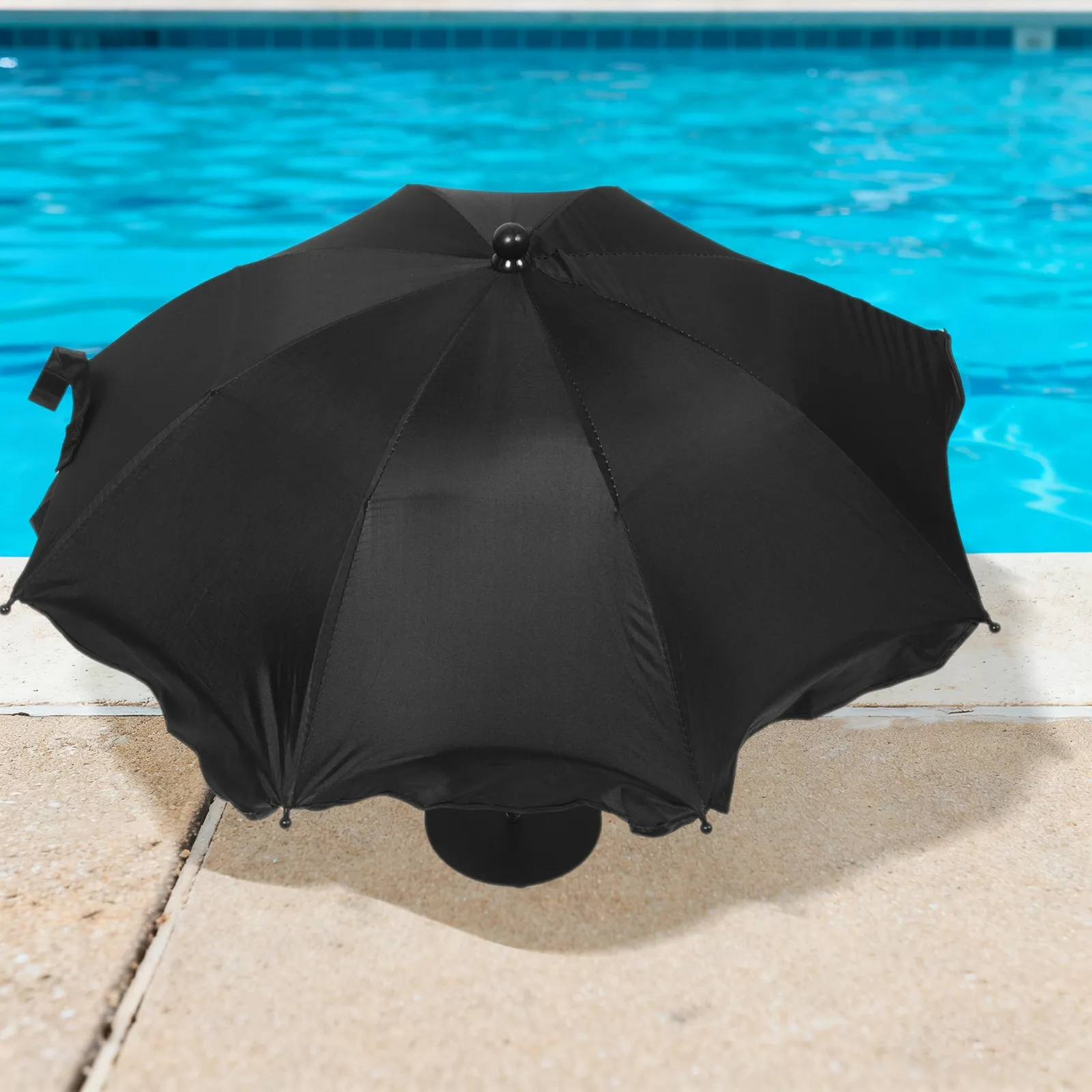 Mini Sun Shade Umbrella Black Compact Desk Canopy Small Patio Tabletop Poolside Umbrella Drinks Phones Decorative Outdoor Shade