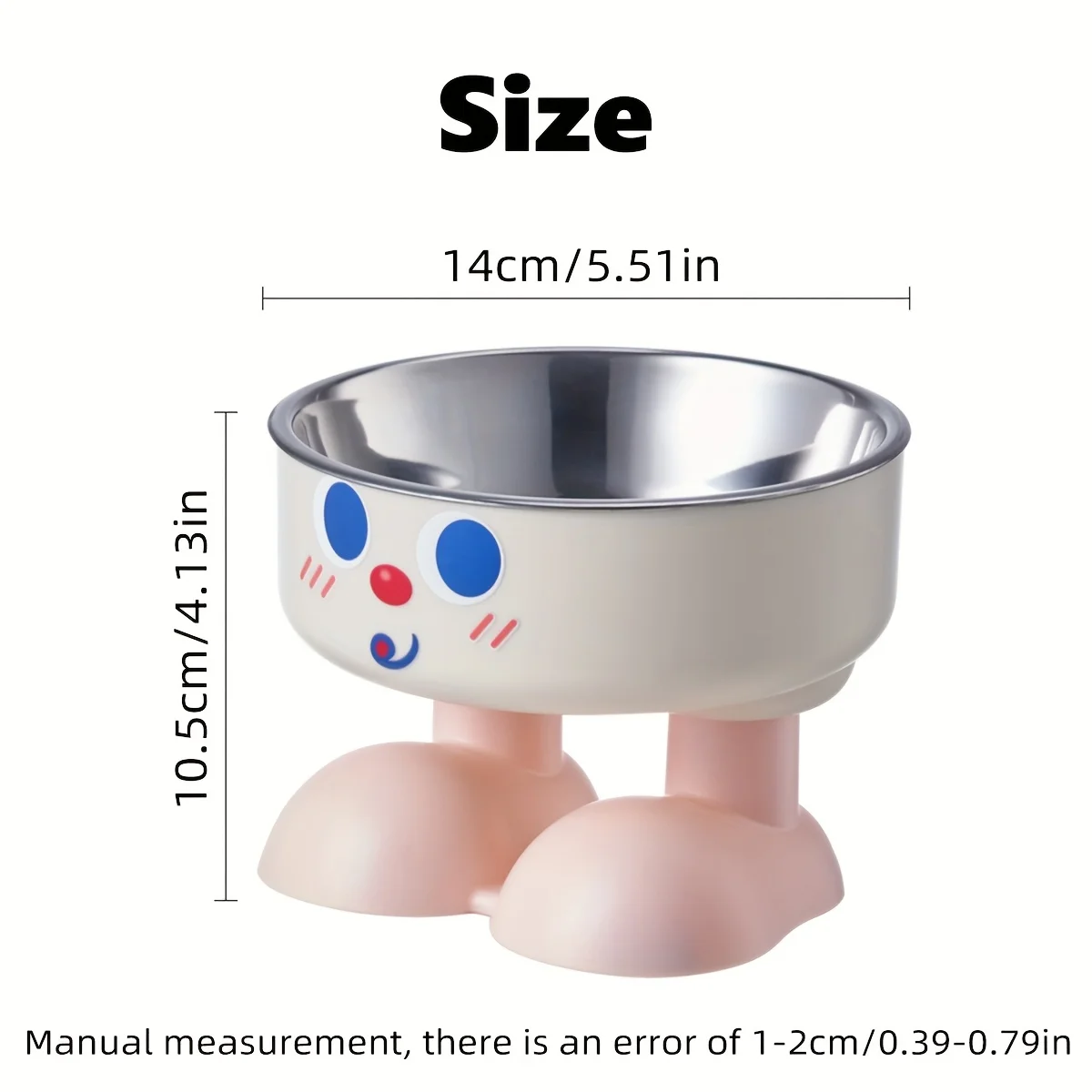 Elevated Stainless Steel Pet Bowl – Anti-Tip Design with Non-Slip Silicone Base & Chew-Proof Edge for Small Cats/Dogs Feeding