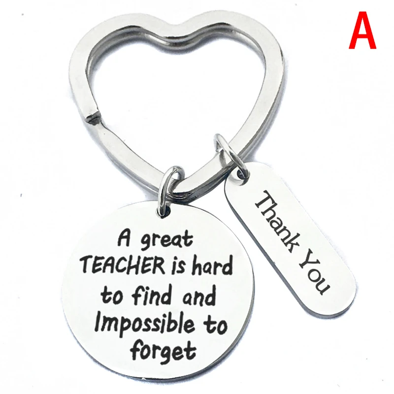 Key Holder Stainless Steel Gift For The Teacher Day Keychain The Best Teacher Present Cut Car Key Chain Ring Holder Jewelry 1PC