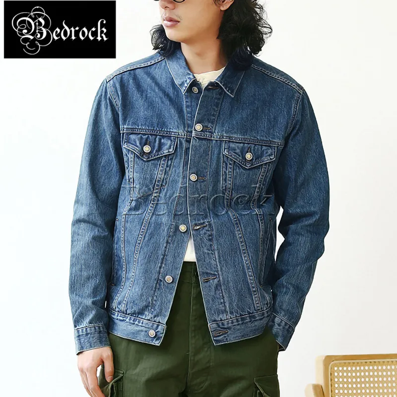 MBBCAR 14oz one wash blue selvedge denim jacket for men 100% cotton classic TypeIII jacket slim vintage Trucker Jacket 3095