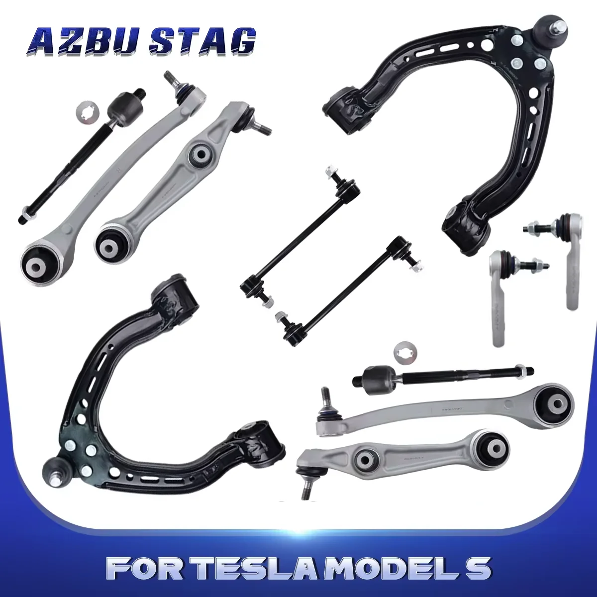 

AzbuStag 12Pcs Front Upper Lower Control Arms Ball Joints Sway Bar Links Inner Outer Tie Rods for Tesla Model S 5TJS 2013-2022