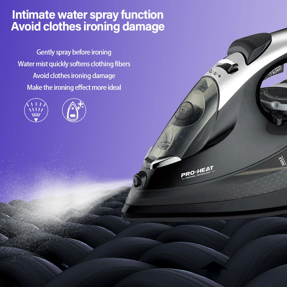 Professional Steam iron For Household Appliance 2200W Cloth Iron With Strong Steam Ceramic Soleplate With Fast Heating