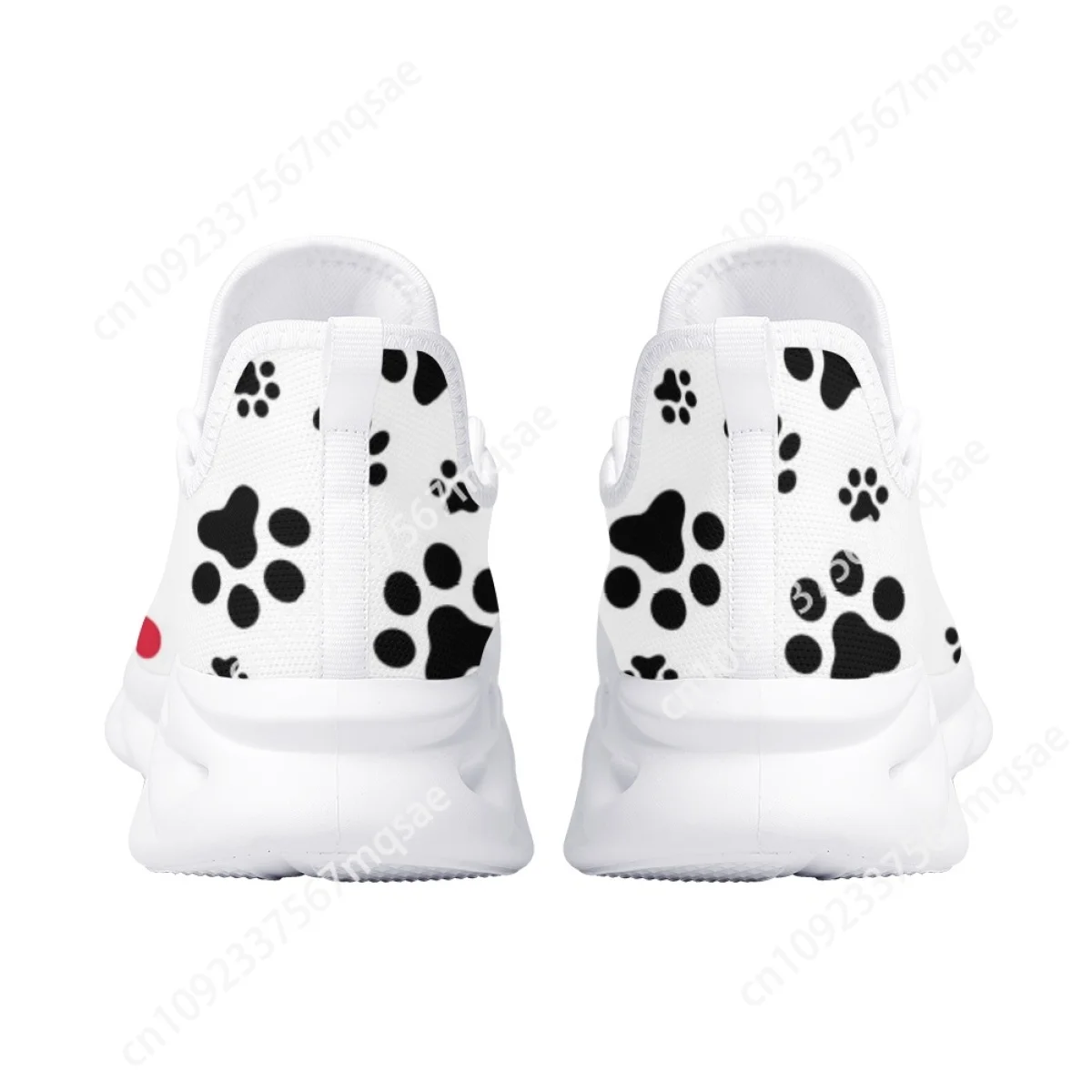 Custom Non-Slip Women's Flat Shoes Dog Paw Footprint Mesh Cushion Sneakers Lightweight Lace-up Running Tennis for Women Man