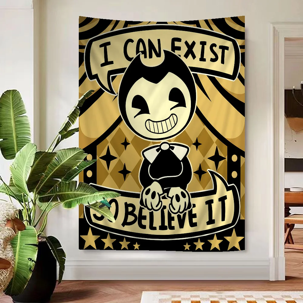 Цветной гобелен B-Bendy and the I-Ink M-Machine, настенный богемный настенный гобелены, мандала, Настенный декор