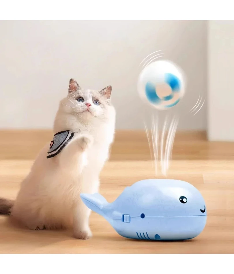 

New Electric Floating Ball Cat Toy - Whale - shaped, USB - powered, Dual - function Fan, Portable & 3C Certified Pet Toy