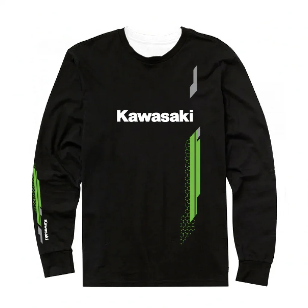 

Kawasaki Motorcycle Racing Team Men Women Crew Neck T-Shirt Long Sleeve Streetstyle Moto Fans Vintage Motocross Quick Dry Tops