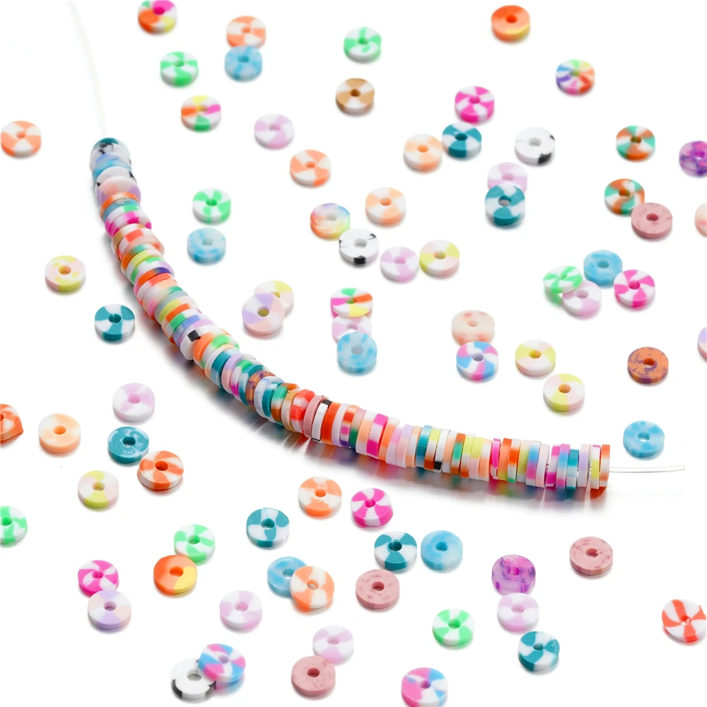 350Pcs/Lot 6mm Flat Round Polymer Clay Beads Loose Spacer Beads for Jewelry Making DIY Needlework Bracelet Necklace Earrings image 4