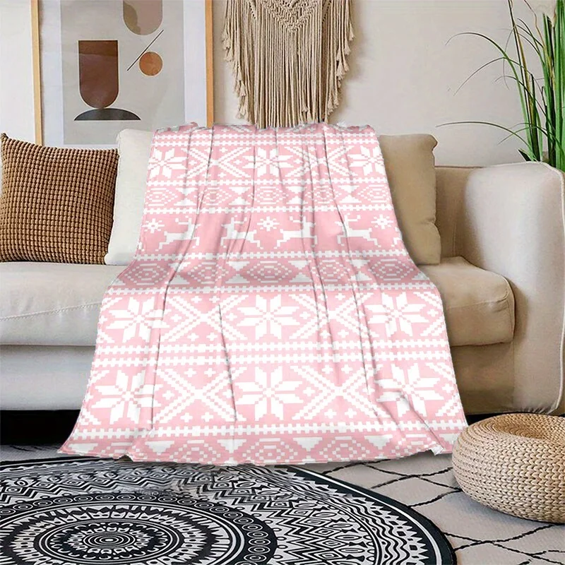 1pc cobertor estampado de cervo de Natal é elegante, macio e quente – perfeito para sofás, sofás, escritórios, camas, camping e viagens –