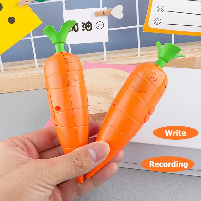 Cute Carrot Voice Recorder Toy Can Write Graffiti Ballpoint Pen Novelty Voice Recorder Pen Gift
